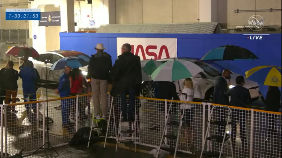 Onlookers awaiting SpaceX's Crew-3 astronauts.