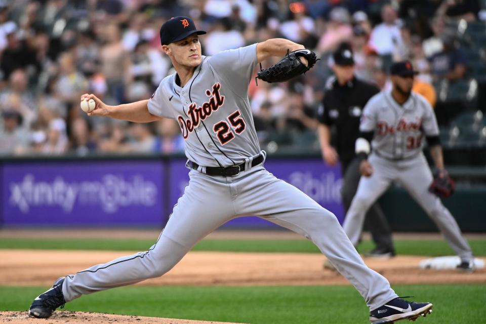 Tigers pitcher Matt Manning delivers against the White Sox during the first inning on Saturday, Aug. 13, 2022, in Chicago.