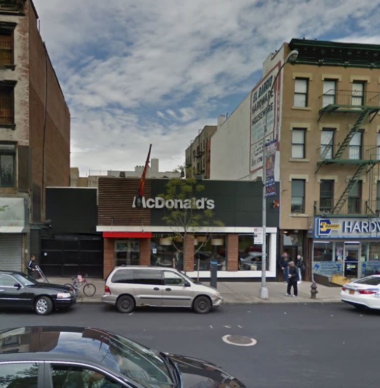 The boy made his move at this branch of McDonald's in East Harlem (Google Street View) 