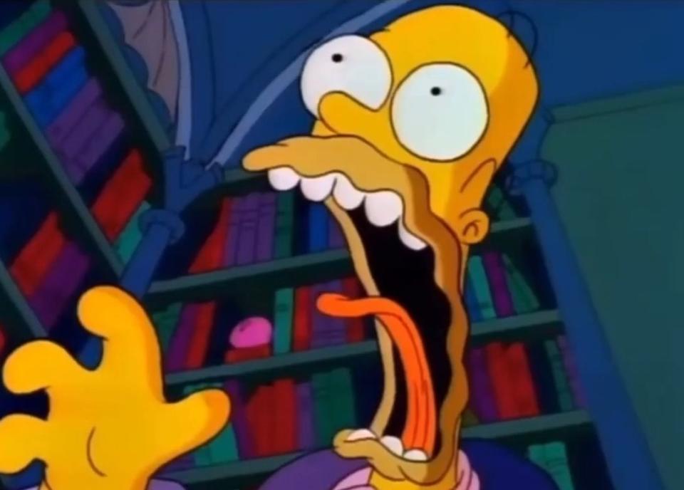 Homer Simpson screams in fright in “Treehouse of Horror I”