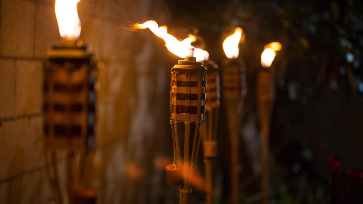 Tiki Lamps near the Beach of Hawaii.