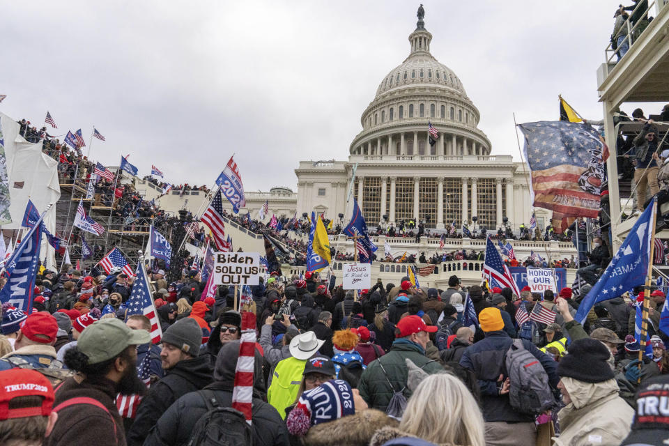 Photo by: Mihoko Owada/STAR MAX/IPx 2021 2/4/21 Justice Department unveils further charges in Capitol Riot. A leader of The Proud Boys has been arrested and two men have been charged with an effort to block certification of President Biden's election win. STAR MAX File Photo: 1/6/21 The United States Capitol Building in Washington, D.C. was breached by thousands of protesters during a 