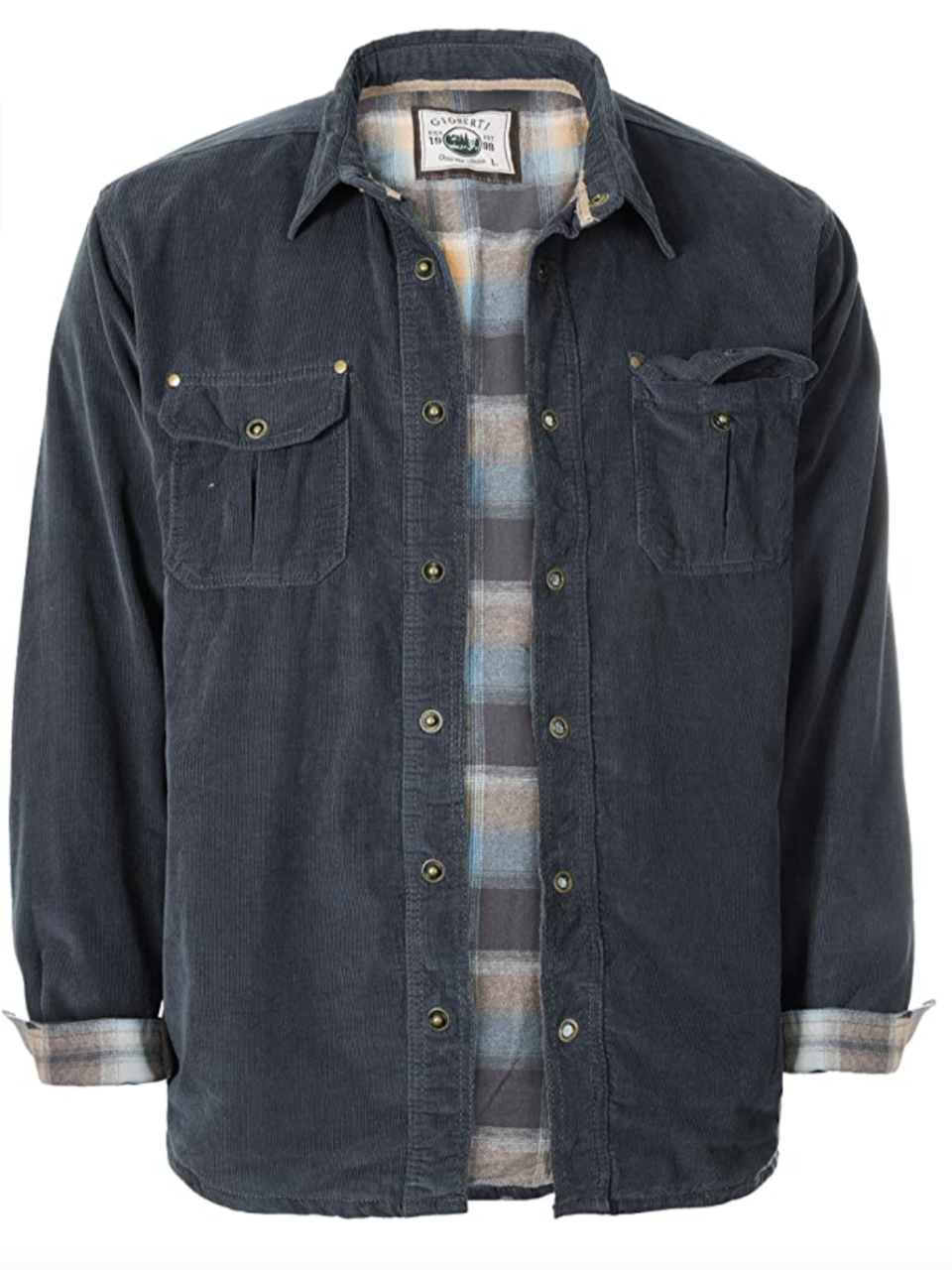 Charcoal corduroy jacket with flannel inner