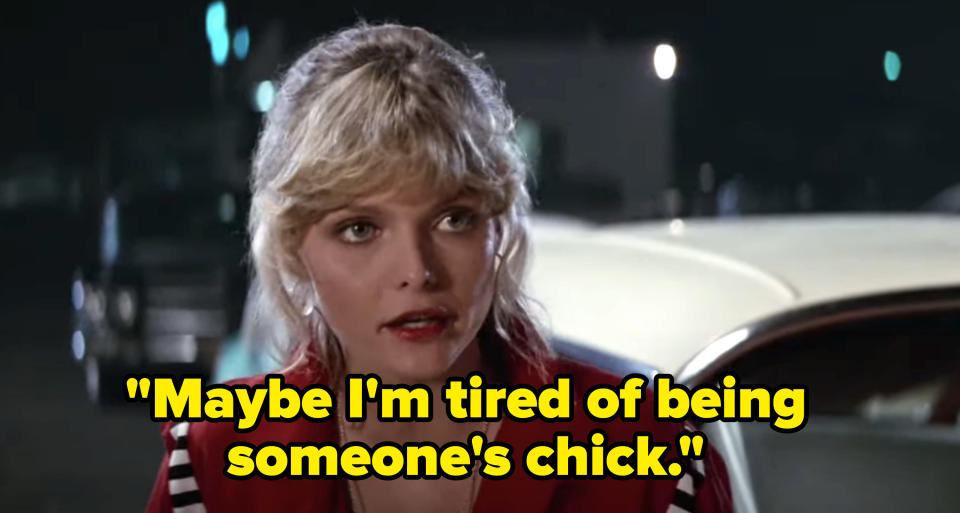 Woman says, "Maybe I'm tired of being someone's chick"