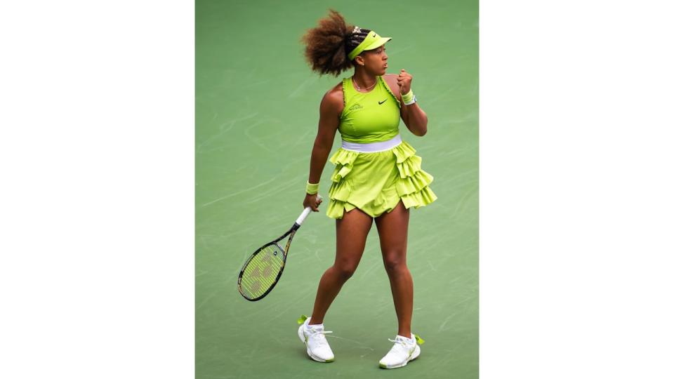  Naomi Osaka of Japan in action against Jelena Ostapenko of Latvia in the first round on Day 2 of the US Open at USTA Billie Jean King National Tennis Center on August 27, 