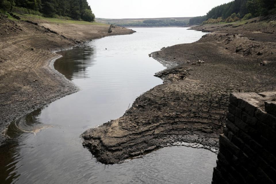 The Thruscross reservoir was left partially depleted in the heatwave (Getty)