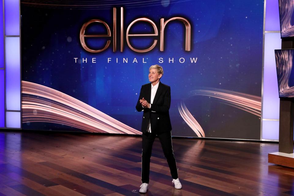 Ellen DeGeneres is seen during a taping of "The Ellen DeGeneres Show"