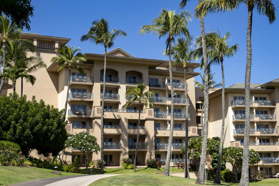 The Ritz-Carlton, Kapalua, is viewed Tuesday, Oct. 3, 2023, in Lahaina, Hawaii. The resort will re-open Sunday, Oct. 8, 2023, as the first phase for tourism returning to West Maui. (AP Photo/Mengshin Lin)