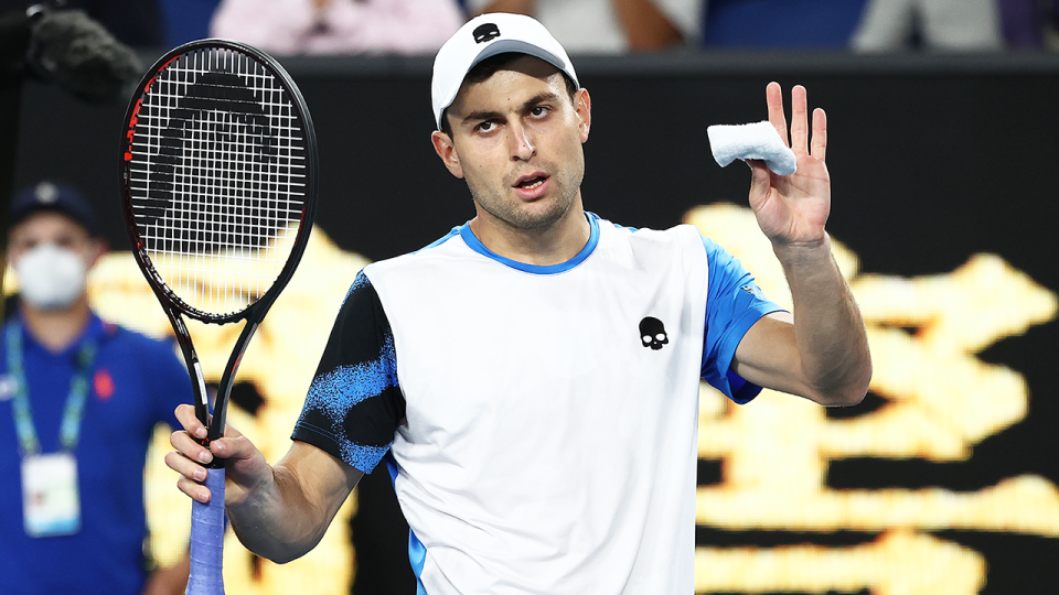 Russian tennis player Aslan Karatsev (pictured) during the Australian Open.