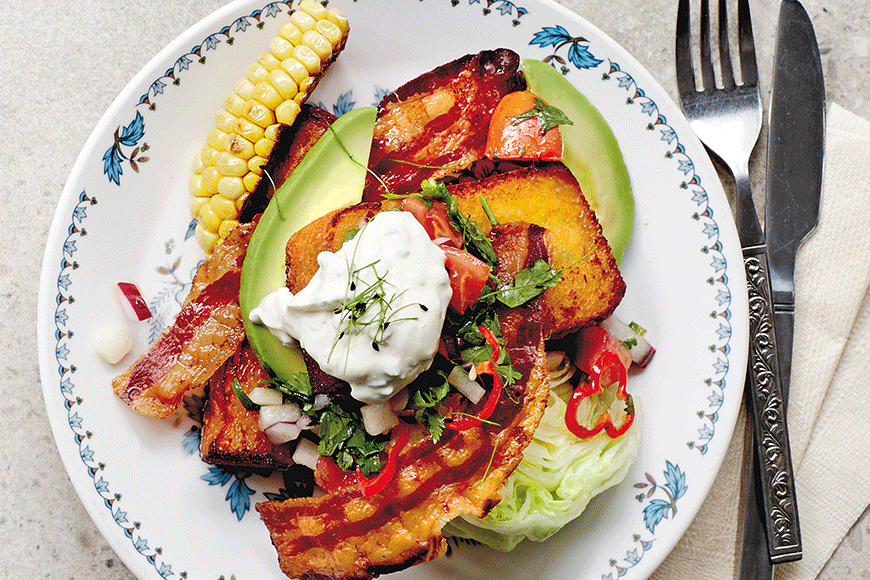 Sweetcorn French Toast with Panchetta and Avocado