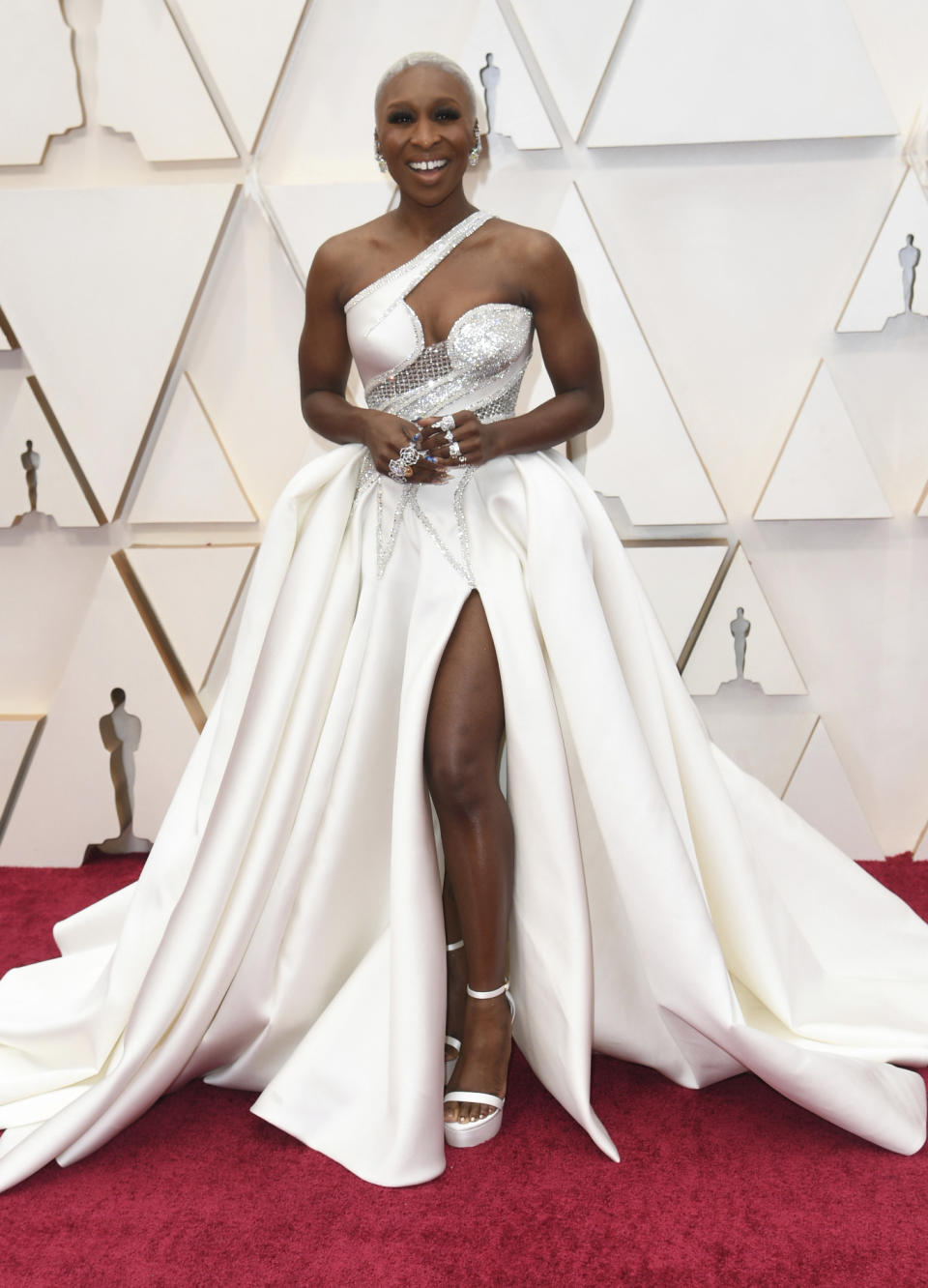Cynthia Erivo arrives at the Oscars on Sunday, Feb. 9, 2020, at the Dolby Theatre in Los Angeles. (Photo by Richard Shotwell/Invision/AP)