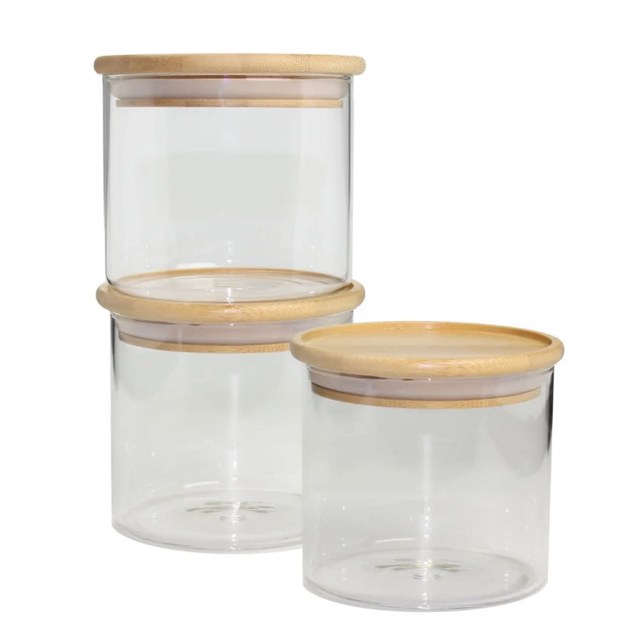 Lot de 3 petits bocaux en verre