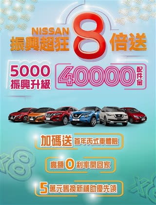 圖／NISSAN限時推出「振興超狂8倍送」購車優惠。