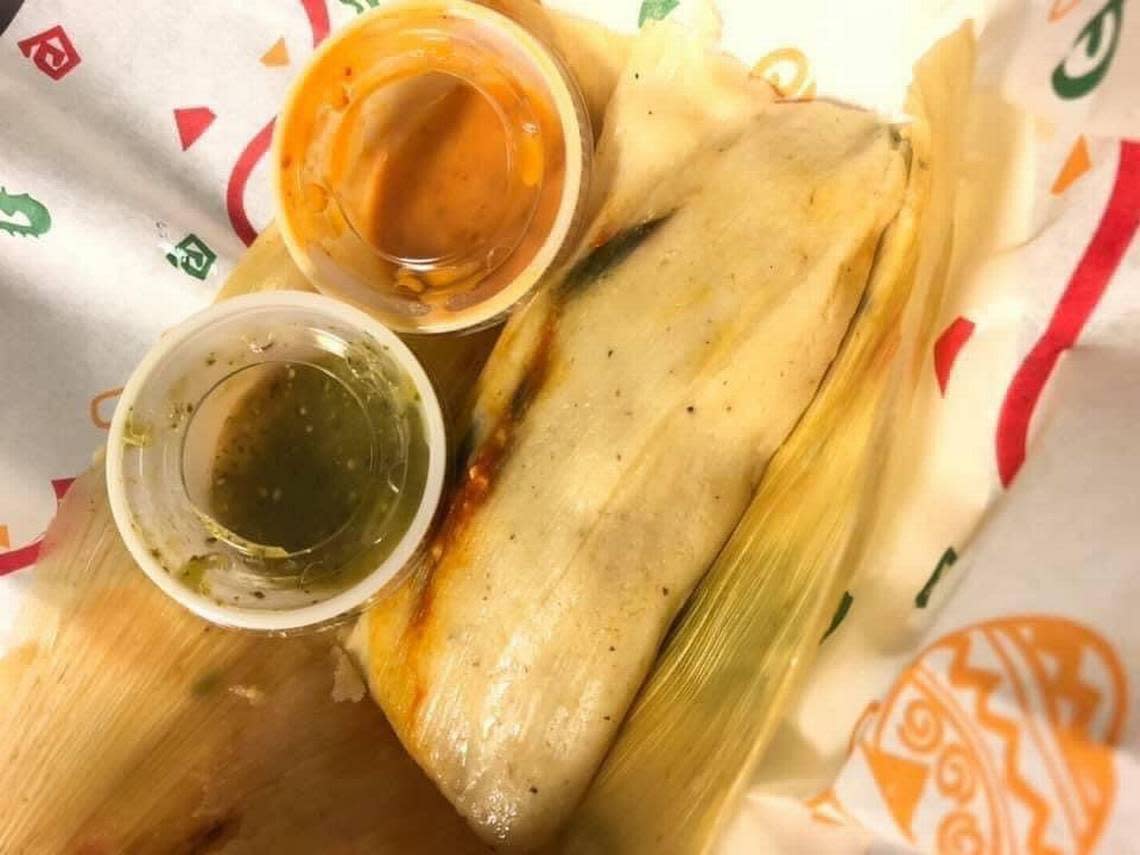 Handmade tamales at Tacos El Jefe.