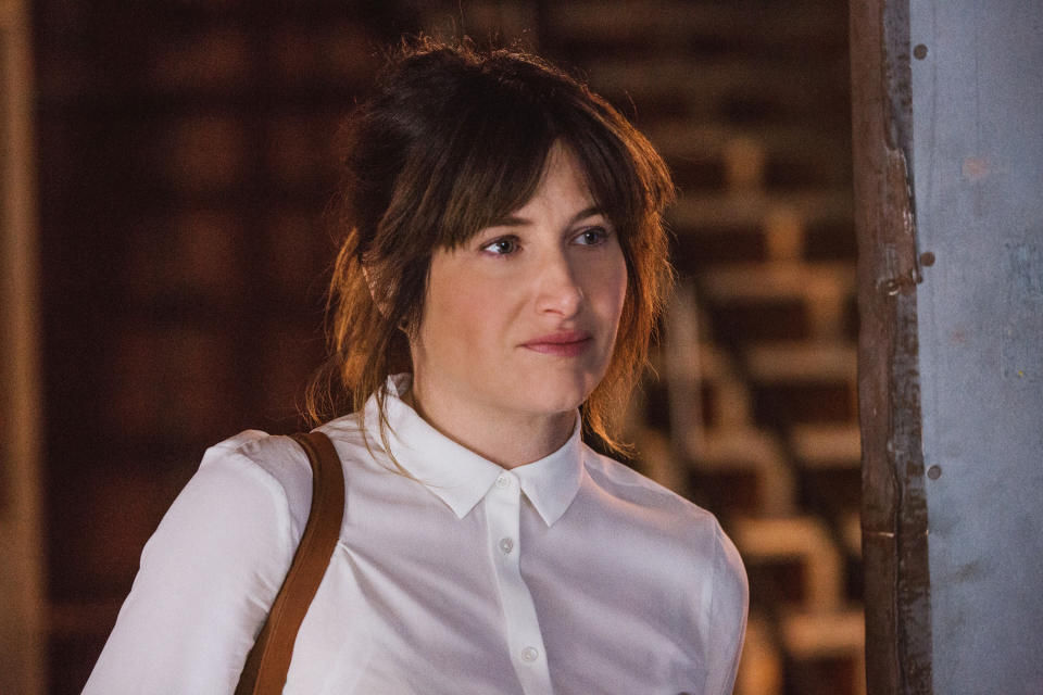 Kathryn Hahn in a collared shirt