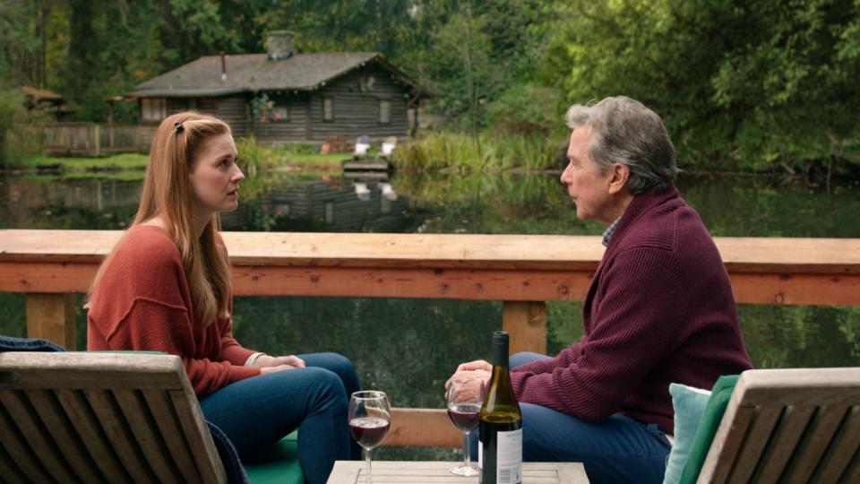 virgin river l to r alexandra breckenridge as mel monroe and tim matheson as doc mullins in episode 307 of virgin river cr courtesy of netfli