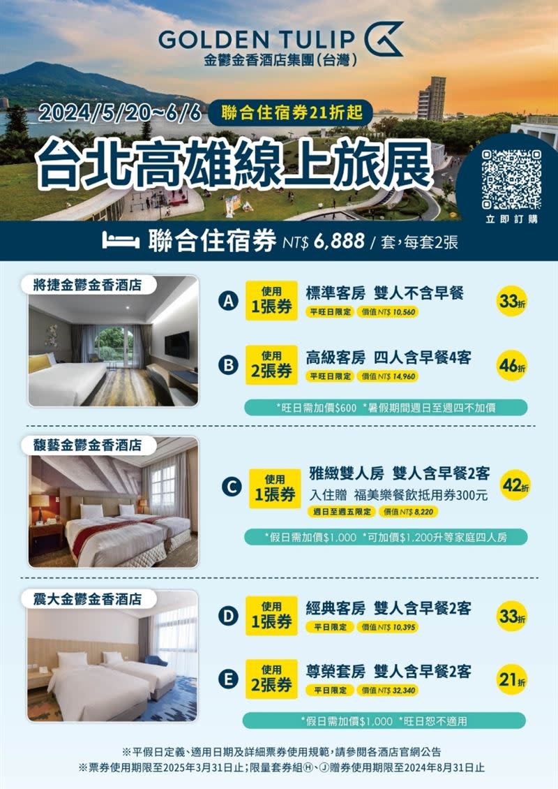 將捷金鬱金香酒店集團推出聯合住宿券以及限定商品。（圖／飯店旅宿業者提供）