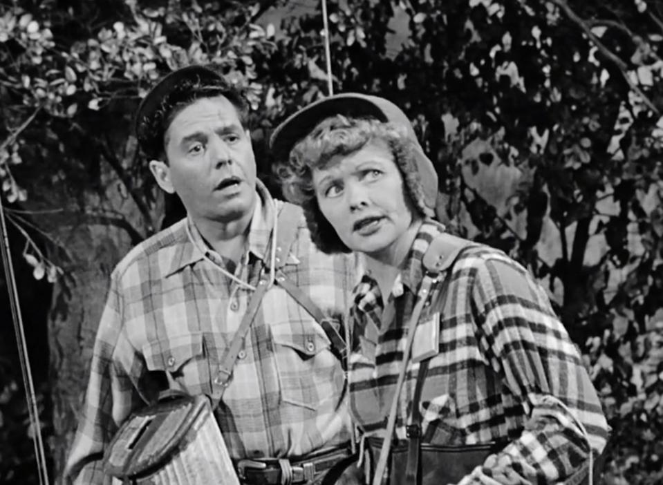 Desi as Ricky and Lucy prepare to go fishing in "I Love Lucy"