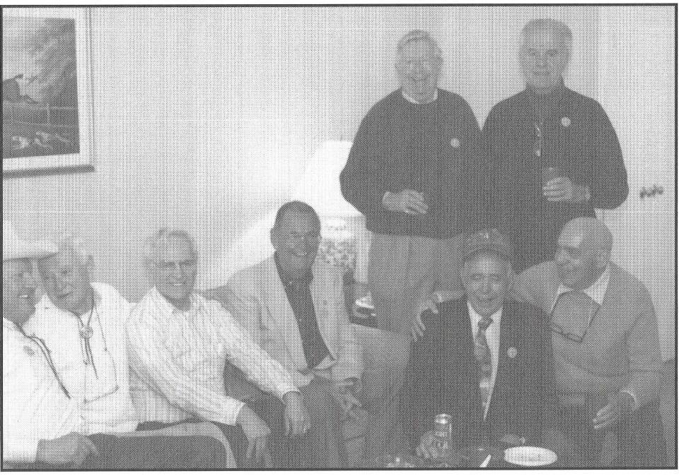 World War II veterans of F-2-25, 4th Marine Division, at their 1995 Washington, D.C., reunion. The group made Wilbur Jones an honorary member. He attended several reunions.