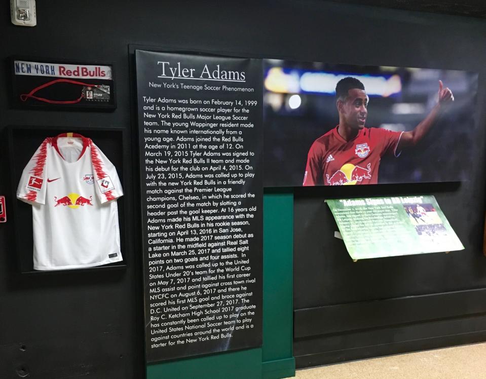 Tyler Adams exhibit in the Dutchess County Sports Museum.