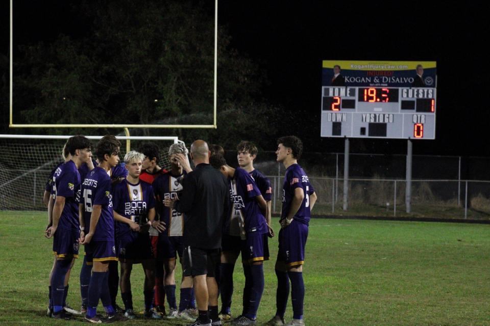 The Boca Raton Bobcats see out a district semifinal win over Park Vista on Jan. 30 at Spanish River High School.