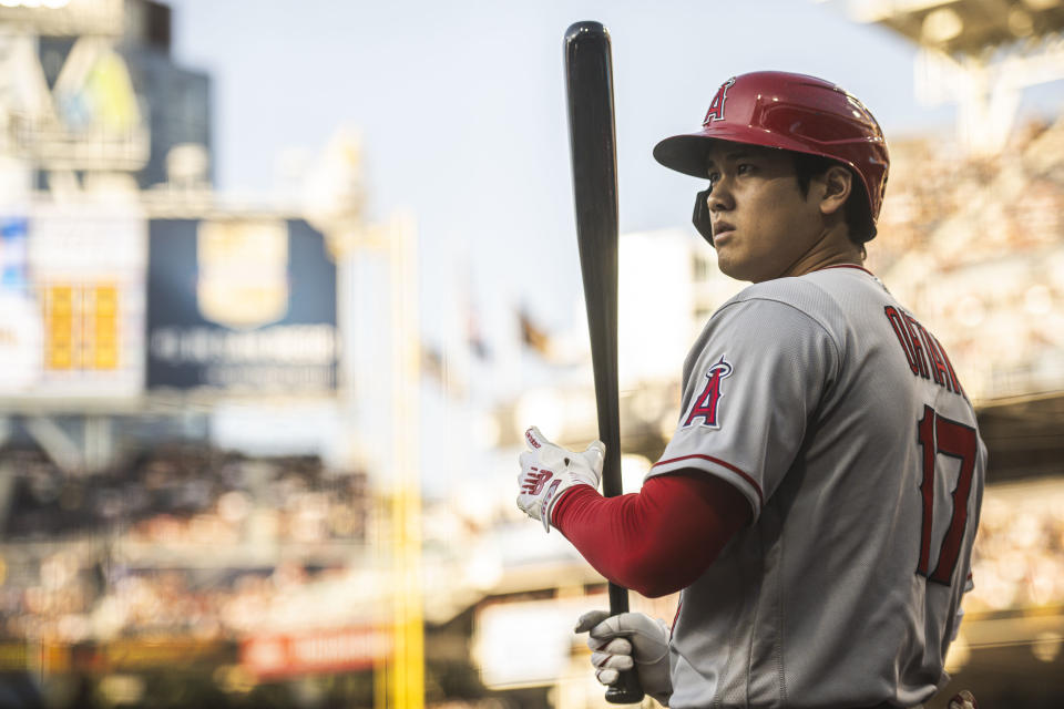 6月份大谷翔平繳出如鬼神般的成績。（MLB Photo by Matt Thomas/San Diego Padres/Getty Images）