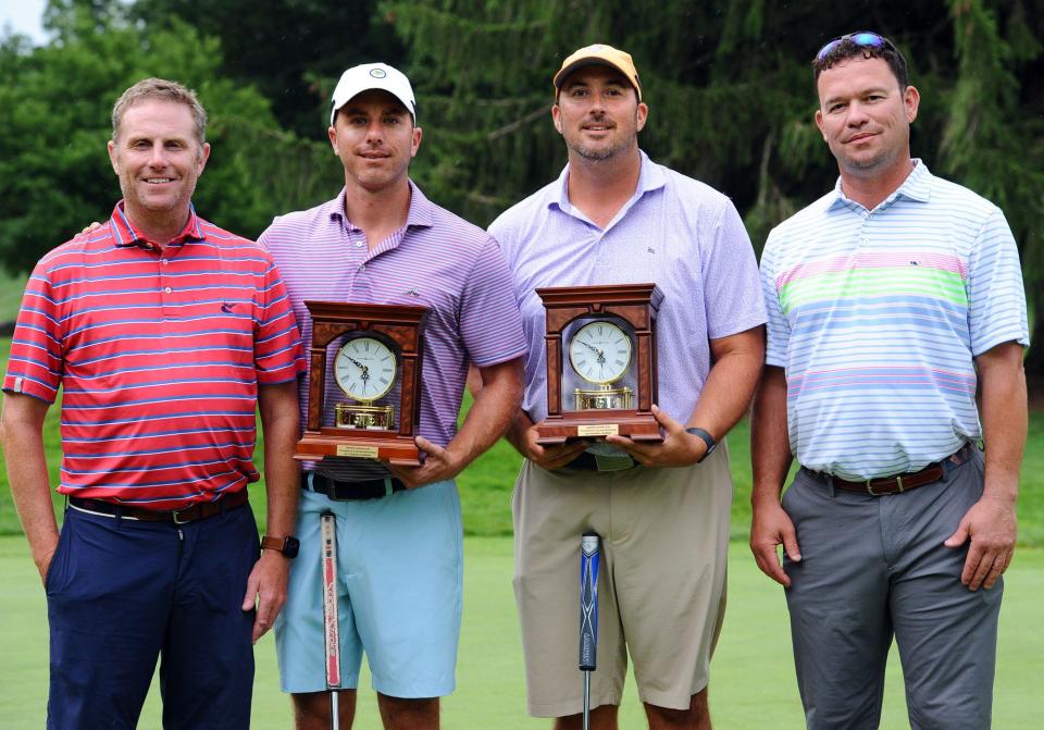 Chris Gebhard,W.B.SullivanTournament director,(left) and Lebanon County Club Pro Steve Swartz (right),with 2022 Champions Jeff Castle (second from left),and Billy Wingerd.