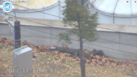 A wounded defecting North Korean soldier lies next to a wall after he was shot by North Korean border guards in the Demilitarized Zone between North and South Korea, in this still image taken from a video released by the United Nations Command (UNC) on November 22, 2017. United Nations Command/Handout via REUTERS ATTENTION EDITORS - THIS IMAGE HAS BEEN SUPPLIED BY A THIRD PARTY. IT IS DISTRIBUTED, EXACTLY AS RECEIVED BY REUTERS, AS A SERVICE TO CLIENTS.