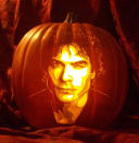 <div class="caption-credit"> Photo by: The Pumpkin Geek</div><b>Ian Somerhalder <br></b> The star of <i>The Vampire Diaries</i> looks pretty intense on a pumpkin.