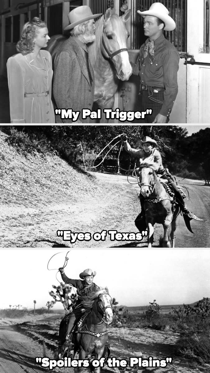 Trigger in "My Pal Trigger," "Eyes of Texas," and "Spoilers of the Plains"