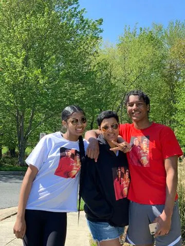 <p>Angel Reese X</p> Angel Reese with her mom Angel Webb Reese and brother Julian Reese celebrating his commitment to the University of Maryland.