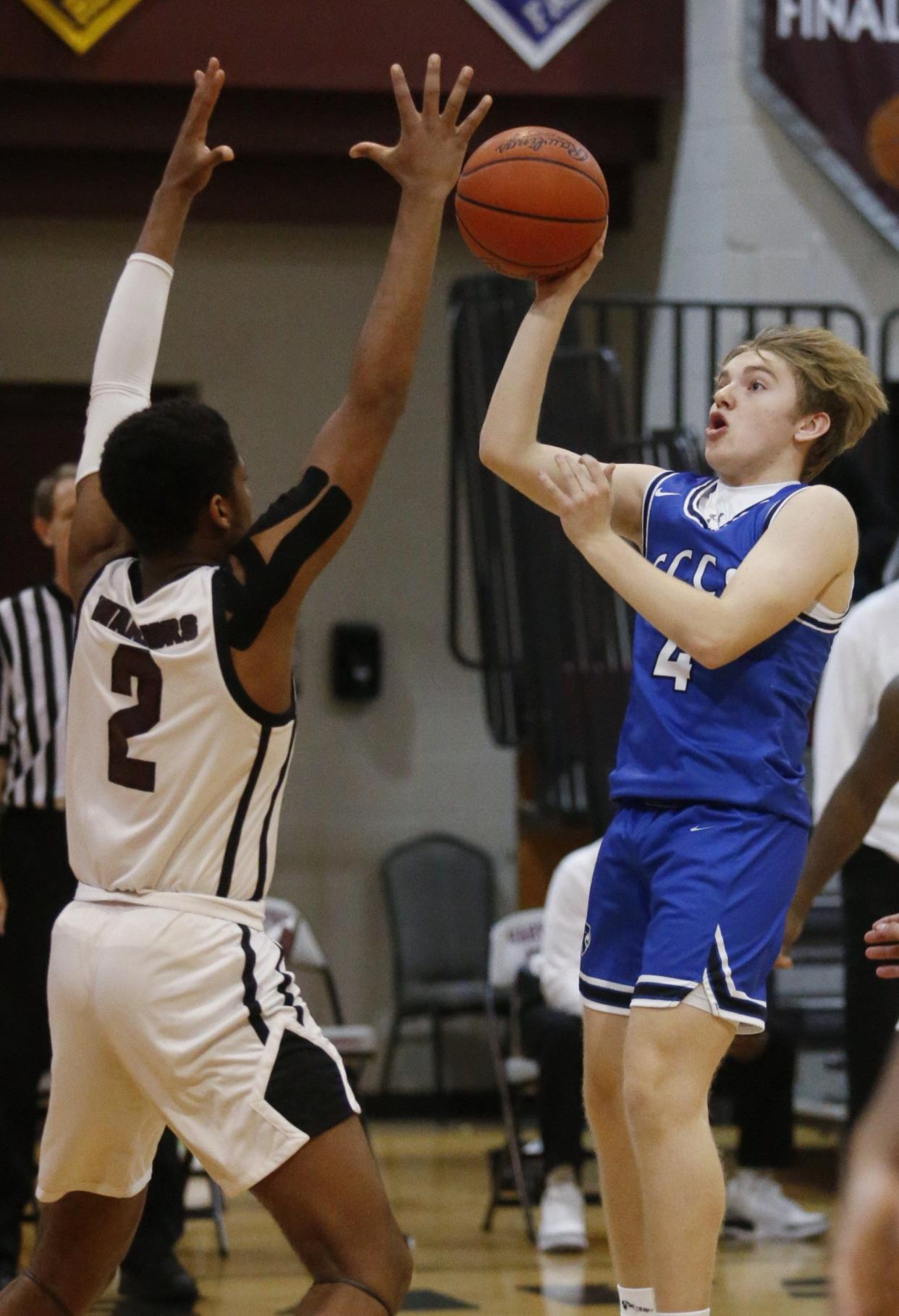 Grove City Christian sophomore guard Seth Vaughn matched a single-game program record for 3-pointers with eight in a 68-64 win over Fairfield Christian on Dec. 23.