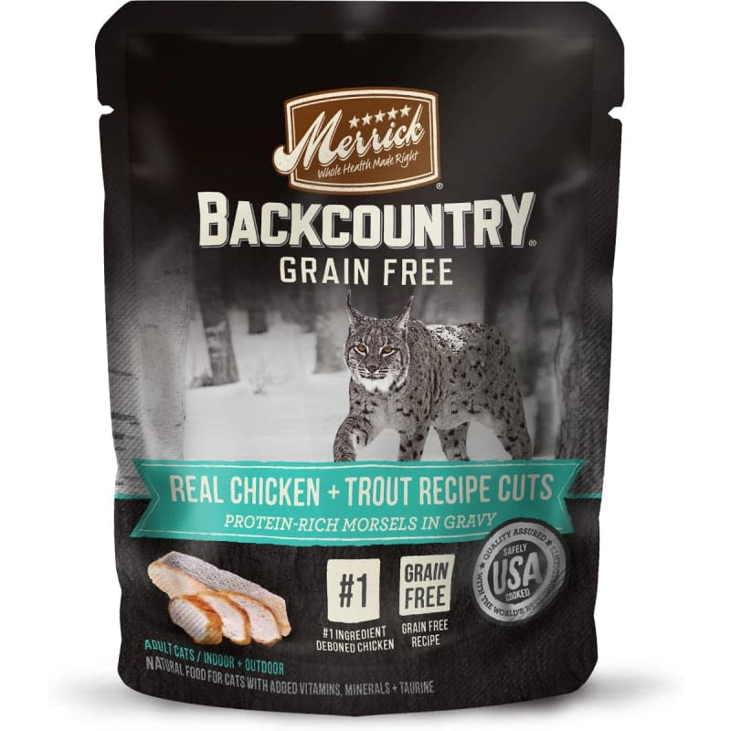 Merrick Backcountry Grain-Free Morsels in Gravy, Chicken & Trout Recipe