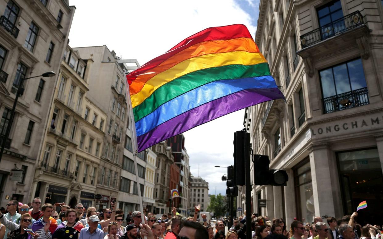 Rainbow flag as GPs in Northern Ireland have welcomed a Government move to ban "gay conversion" therapy - Daniel Leal-Olivas/PA