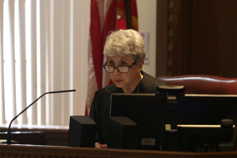 Fifth Judicial District Judge Jane Shuler Gray listens to testimony, Oct. 23, 2023 in Eddy County District Court.