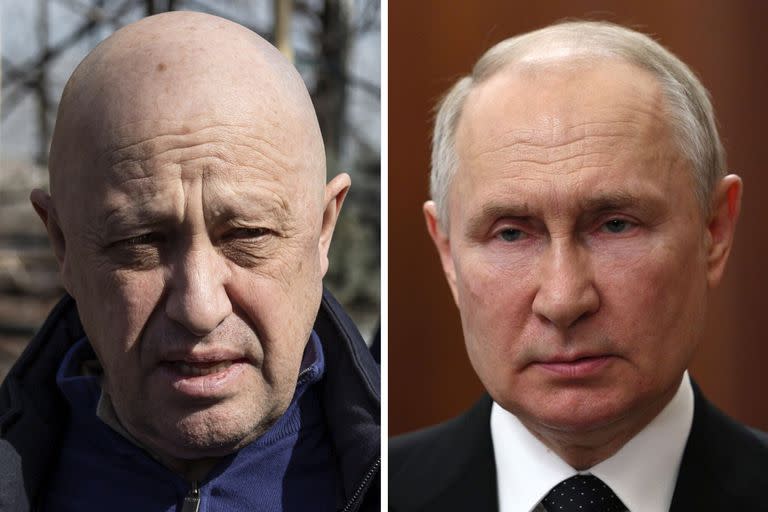 El líder del Grupo Wagner, Yevgeny Prigozhin, junto al presidente de Rusia, Vladimir Putin