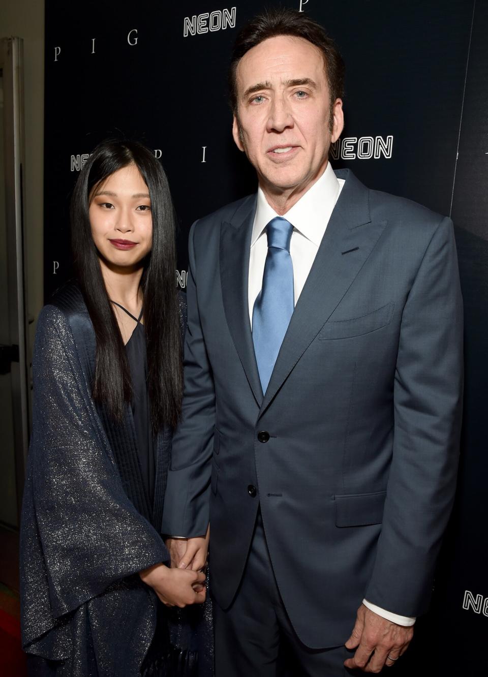 Riko Shibata and Nicolas Cage attend the Neon Premiere of "PIG" on July 13, 2021 in Los Angeles, California