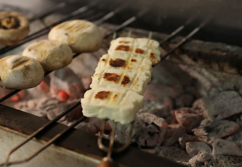 Grilled halloumi is seen in a restaurant in Nicosia
