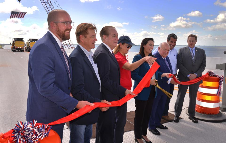 Florida Lt. Gov. Jeanette Nunez cut the ribbon alongside other officials Friday morning for the $126 million NASA Causeway replacement project.