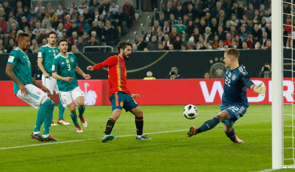 Pas de vainqueur entre l’Allemagne et l’Espagne (photo AFP).