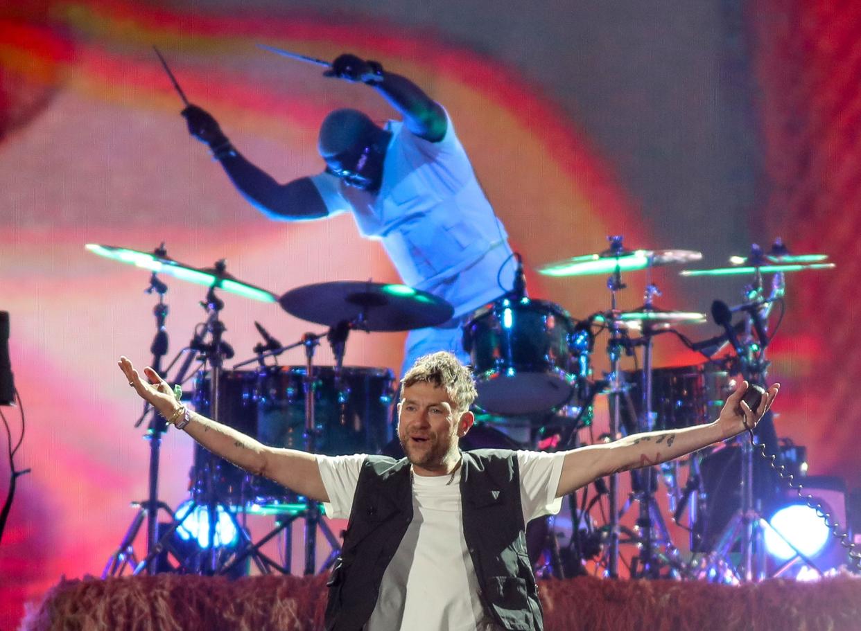 Gorillaz perform on the Coachella Stage at the Coachella Valley Music and Arts Festival in Indio, Calif., Friday, April 14, 2023. 