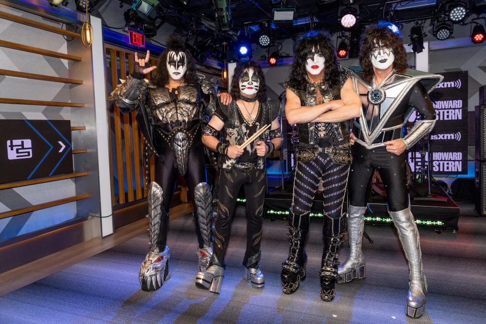Kiss - from left, Gene Simmons, Eric Singer, Paul Stanley and Tommy Thayer - visit SiriusXM&#39;s &#39;The Howard Stern Show&#39; at SiriusXM Studios on March 1, 2023 in Los Angeles.