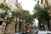 Trees grow in front of Jeffrey Epstein's home in the Manhattan borough of New York