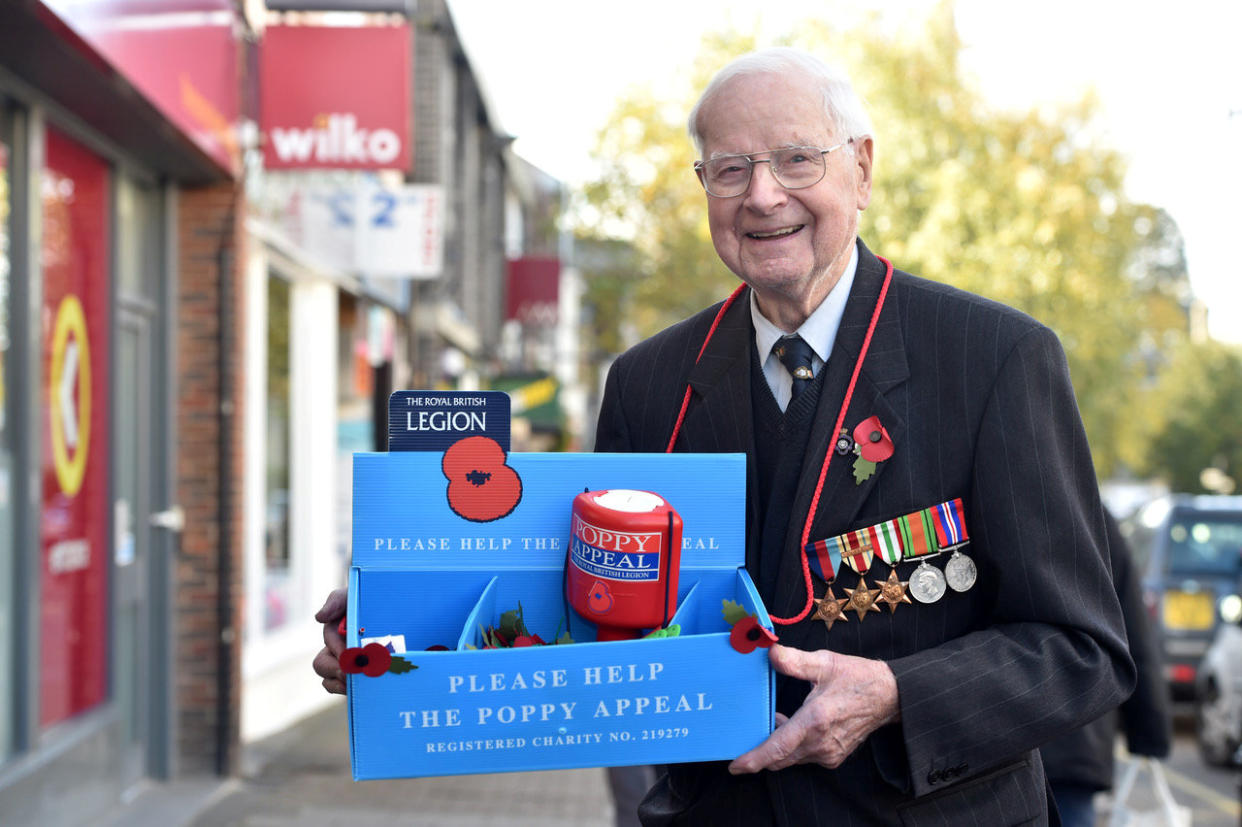 Walter Randall has been selling poppies for 70 years (Picture: SWNS)