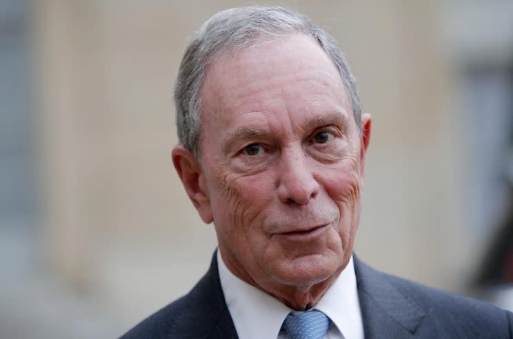 Michael Bloomberg speaks to reporters after a meeting with French president Francois Hollande on March 9. (Photo: Christophe Ena/AP)