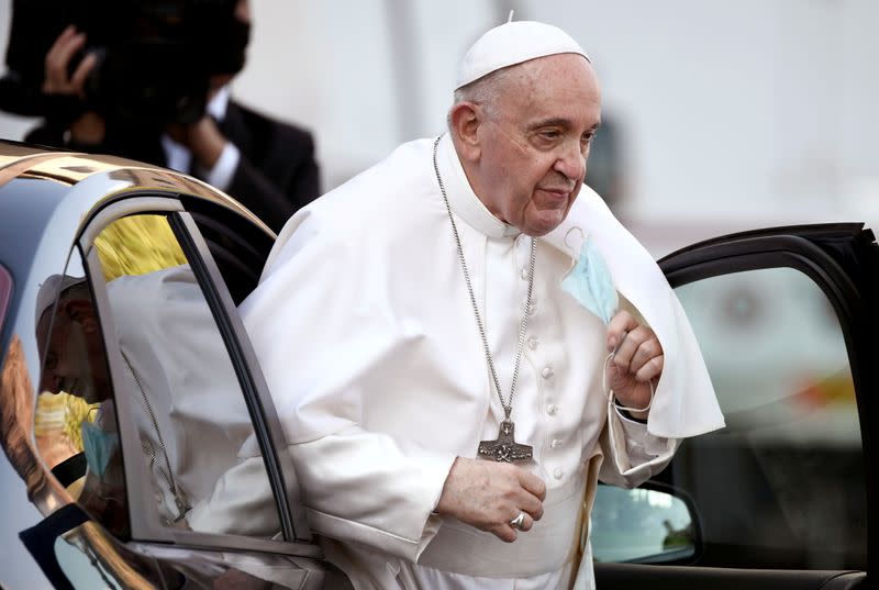 FILE PHOTO: Pope Francis leads Holy Rosary prayer in Vatican gardens to end the month of May