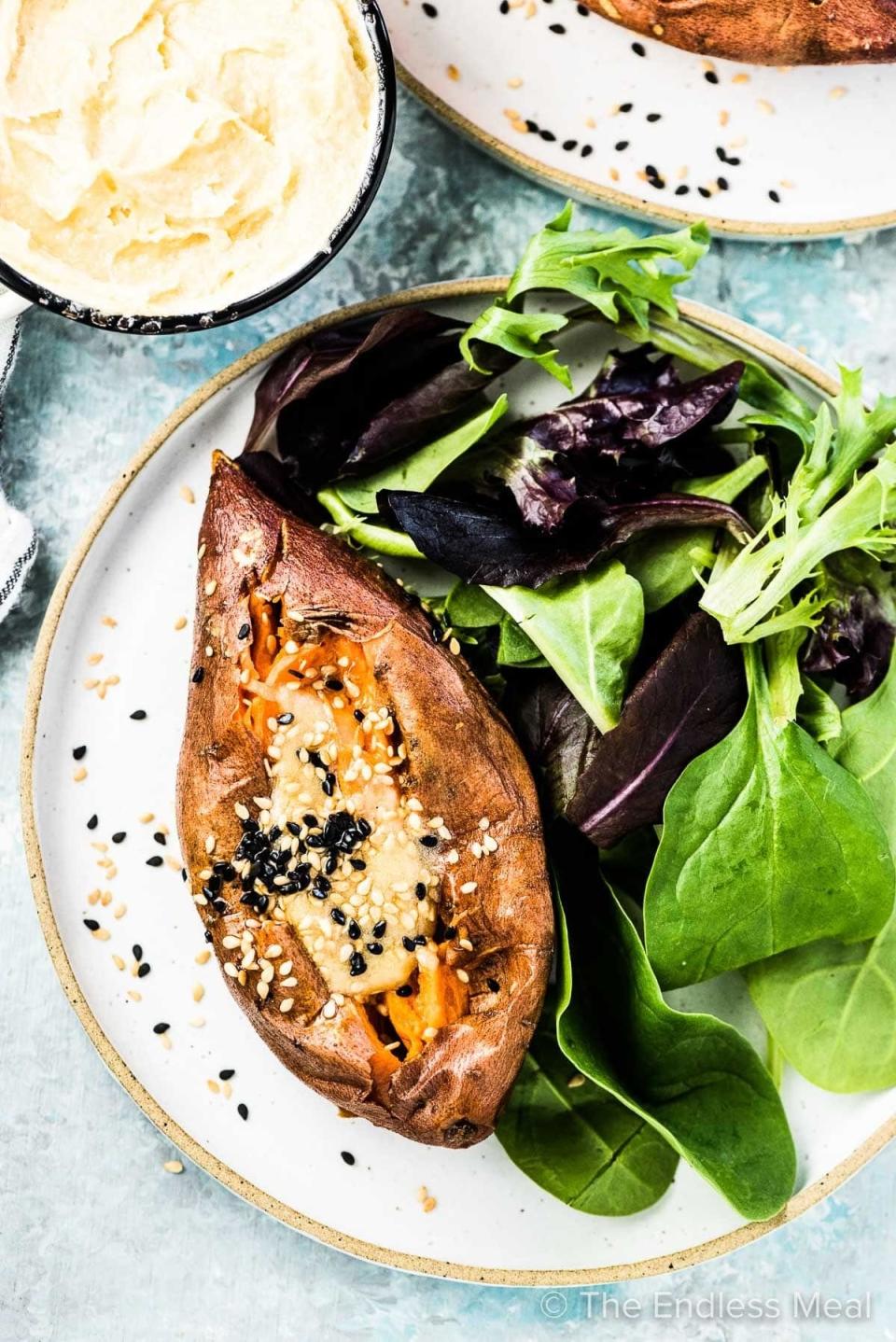 A shot of stuffed sweet potatoes