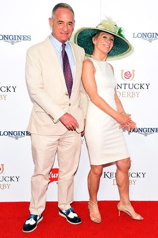 <p>Michael Loccisano/Getty for Churchill Downs</p> Barbara Corcoran and husband Bill Higgins in 2015.