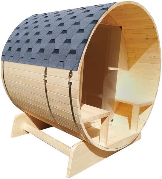 ALEKO Wet Dry Barrel Sauna with Front Porch Canopy