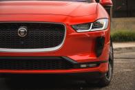 <p>A DC fast-charging port is standard, but using the more common 240-volt AC equipment means the I-Pace adds less than 20 miles for every hour it's tethered to the grid.</p>